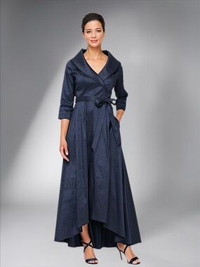 alex evenings stretch taffeta dress Alex Evenings Women's Crinkle Detail Off-The-Shoulder Gown - RED main image 0